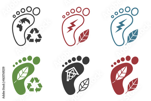 Collection of ecofriendly footprint icons