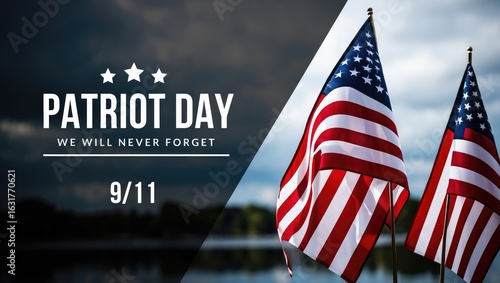 American flags wave on Patriot Day, a solemn tribute to 9/11 victims, reflecting remembrance and honoring the heroes.