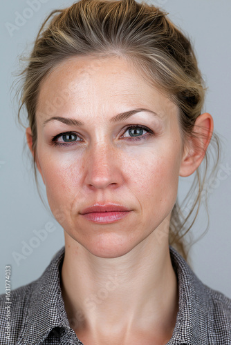 A young white woman gazed thoughtfully at the audience