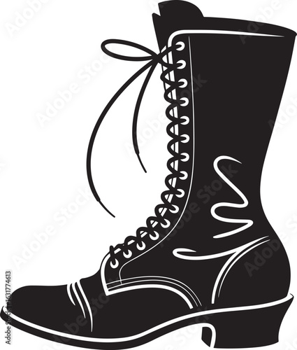 Black laced boot with white accents footwear