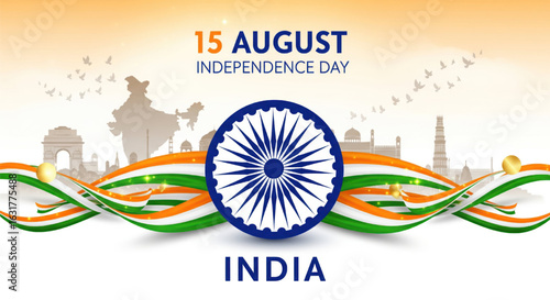 independence day india banner flyer backgound design vector illustration


