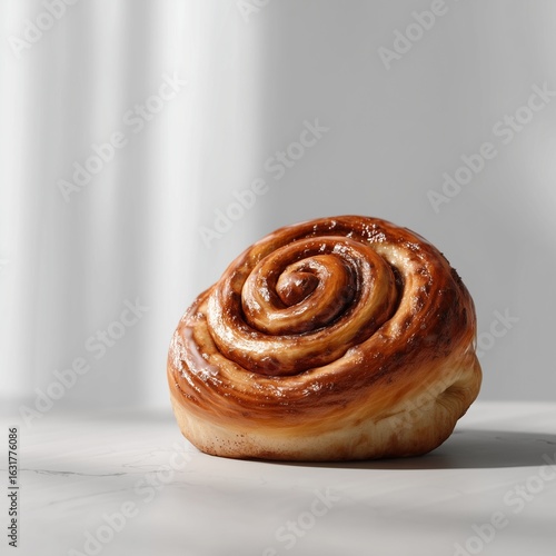 Wallpaper Mural Delicious spiral-shaped cinnamon bun pastry roll with a touch of glaze, fresh, warm and sweet Torontodigital.ca