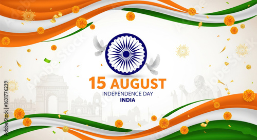 independence day india banner flyer backgound design vector illustration

