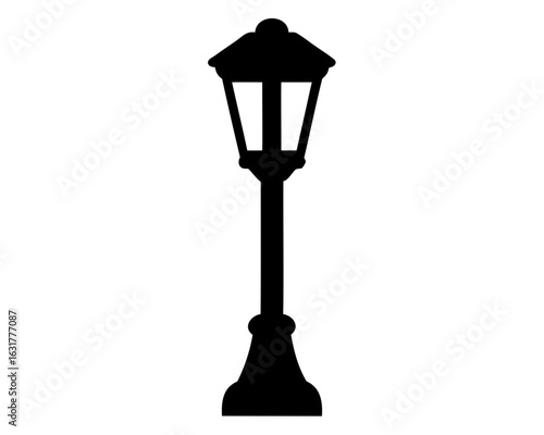 Vintage street lamp silhouette vector, Street lamp black silhouette