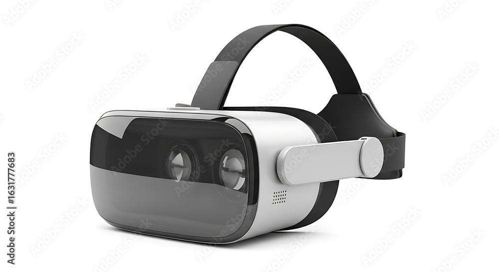 Sleek Black and White Virtual Reality Headset Device. Sleek Black and White Virtual Reality Headset Device.
