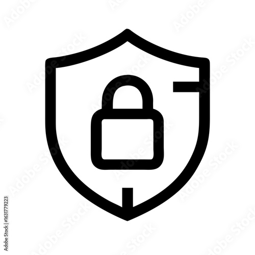 Security shield icon protection and lock symbol for secure data privacy and antivirus software system access
