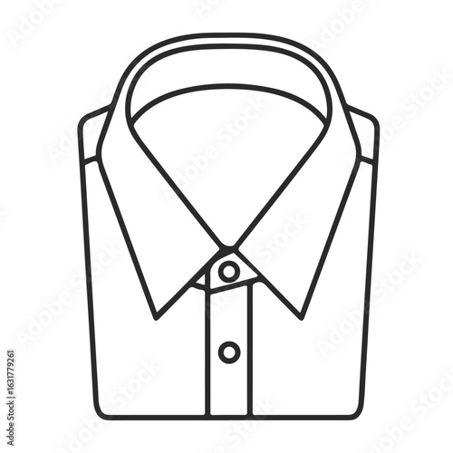 A clean logo icon of a folded shirt collar viewed from above, composed of symmetrical vector lines and angles.
