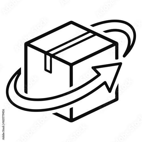A minimalist logo of a delivery box with an arrow wrapping around it, symbolizing e-commerce.