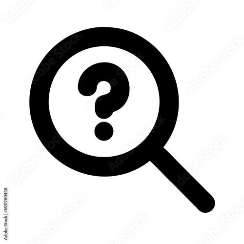 Question mark magnifying glass icon search find solution answer faq help support information query concept