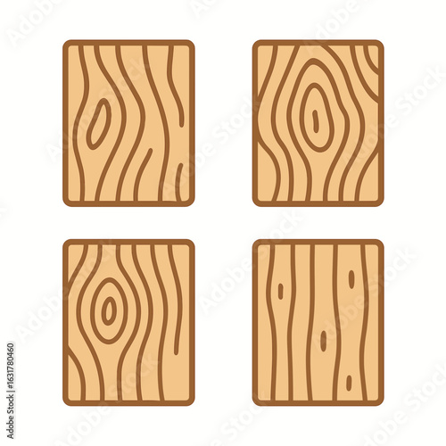 Minimalist Line Style Wood Texture Grain Plank Square Shape Decoration