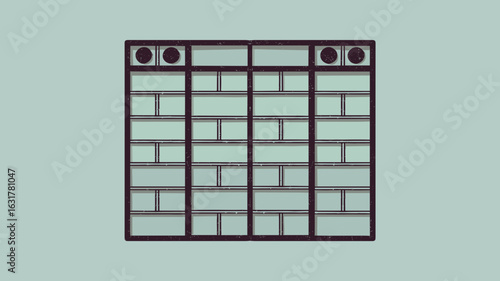 Zen-style folding screen with gray background and horizontal lines