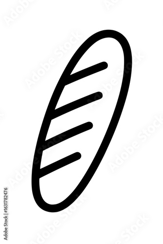 Minimalist Black Outline Bread Loaf Graphic Icon
