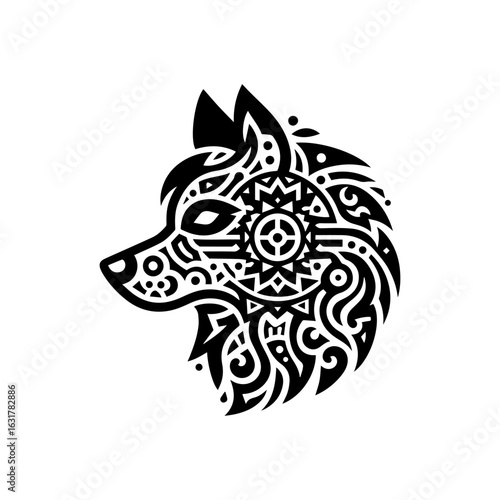 Wallpaper Mural Tribal dog head silhouette with spirit patterns Torontodigital.ca