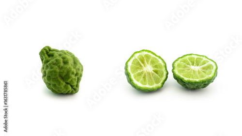 Bergamot fruit with cut in half isolated on white background
