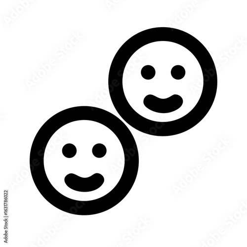 Two happy face emoji vector graphic for social media and messaging app design needs and user interface design