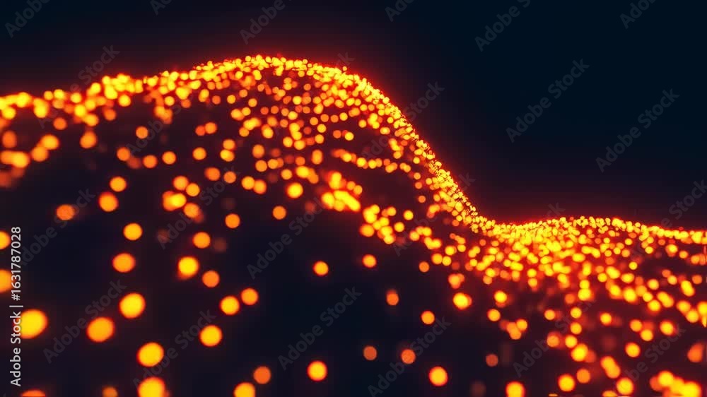 Abstract glowing orange dots wave pattern
