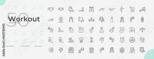 Workout Line Editable Icons set. Vector illustration in modern thin line style of Workout icons: fitness, gym, sport, etc