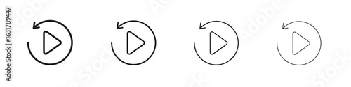 Playback icon. minimal strokes lines for web designs