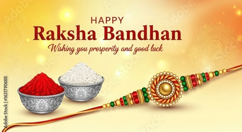 Happy raksha bandhan celebration with rakhi tilak and rice