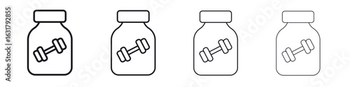 Fitness supplement icon. minimal strokes lines for web designs