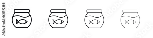 Fish bowl icon. minimal strokes lines for web designs