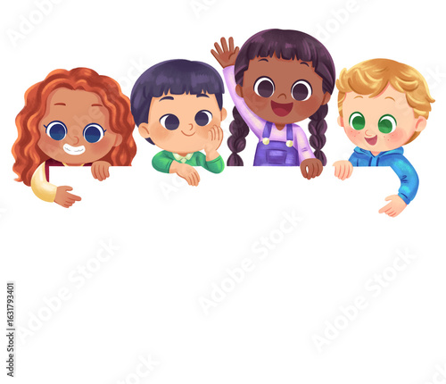children with blank sign