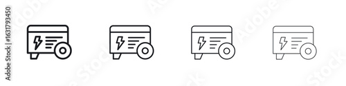 Electric generator icon. minimal strokes lines for web designs