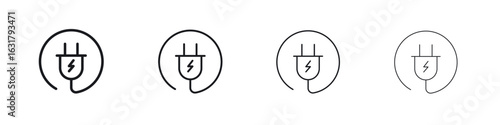 Electric plug icon. minimal strokes lines for web designs