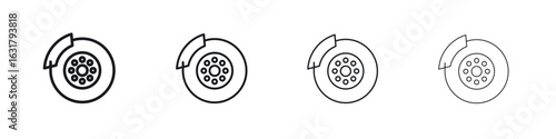 Disk brake icon. minimal strokes lines for web designs