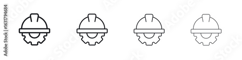 Construction worker icon. minimal strokes lines for web designs