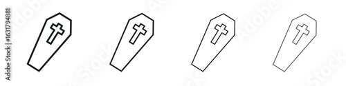 Coffin icon. minimal strokes lines for web designs