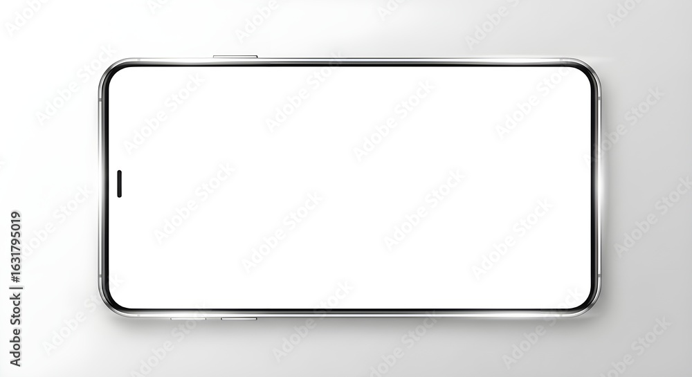 Horizontal smartphone mockup with blank white screen for app ui design presentation Horizontal smartphone mockup with blank white screen for app ui design presentation