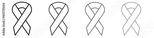 Cancer ribbon icon. minimal strokes lines for web designs