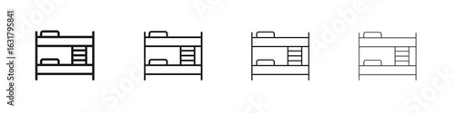 Bunk bed icon. minimal strokes lines for web designs