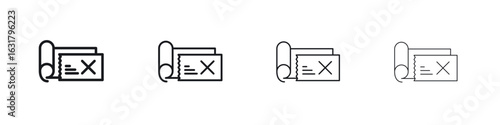 Bounced check icon. minimal strokes lines for web designs