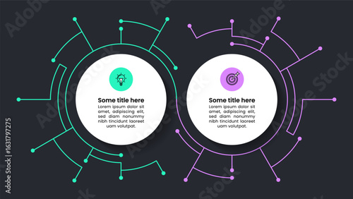 Infographic template. Technology concept with 2 circles and icons