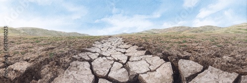 Barren, cracked earth whispers the tale of vanished waters, embodying Earth Day's cautionary tale and Meditation Day's tranquility