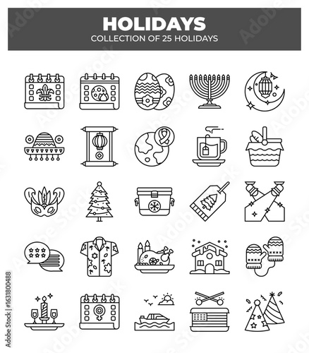 Collection of 25 Holidays. Festive Calendar Events. Traditions. and Celebrations