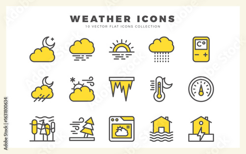 15 Weather Two Color icon pack. vector illustration.