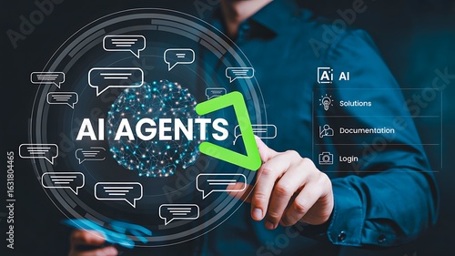 Man using digital ai agents interface for smart automation and communication
