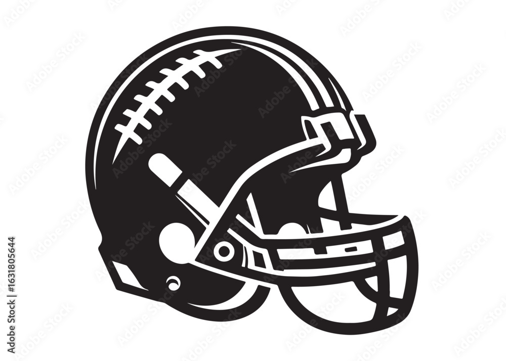 Naklejka premium vector illustration of a football helmet logo, football helmet logo silhouette vector design, helmet vector logo silhouette illustration, football helmet logo vector silhouette on white background