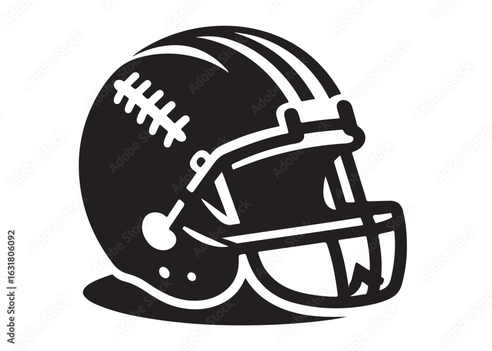 Naklejka premium vector illustration of a football helmet logo, football helmet logo silhouette vector design, helmet vector logo silhouette illustration, football helmet logo vector silhouette on white background