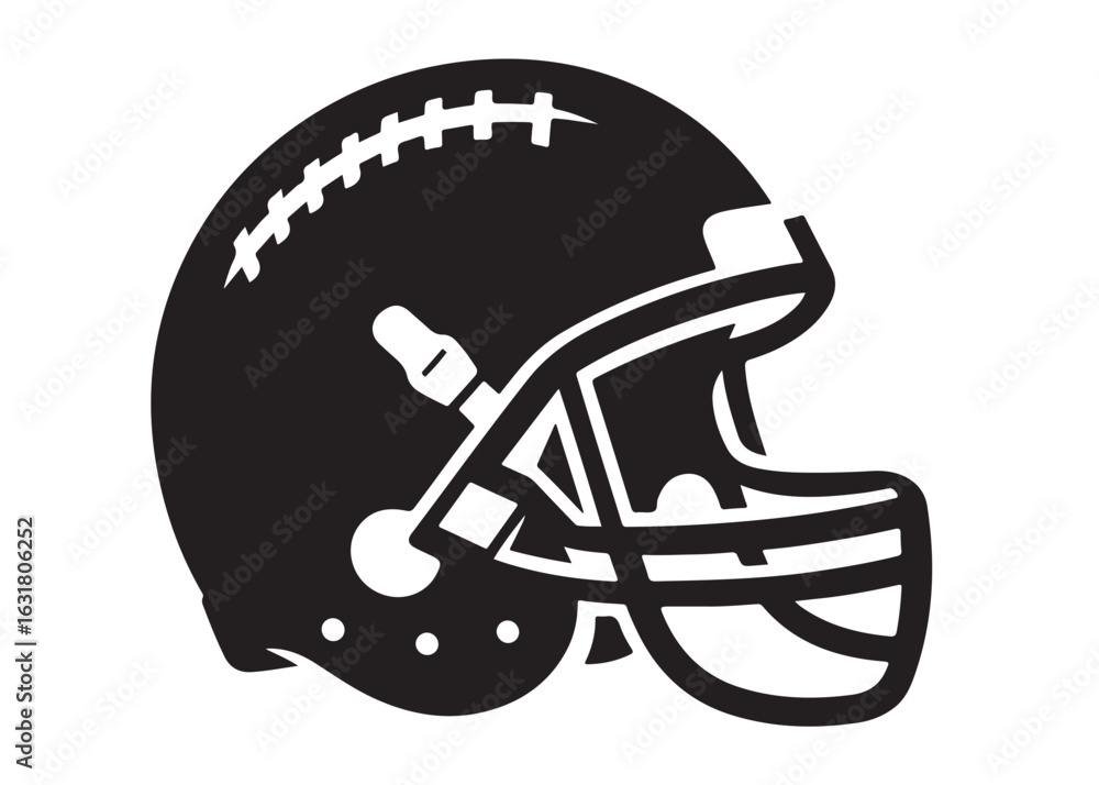 Fototapeta premium vector illustration of a football helmet logo, football helmet logo silhouette vector design, helmet vector logo silhouette illustration, football helmet logo vector silhouette on white background