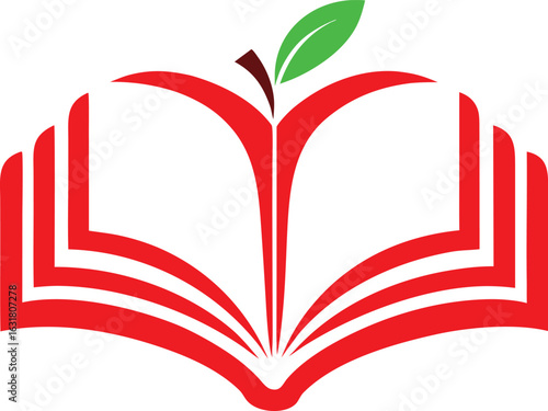 apple on book logo icon vector illustration on transparent background