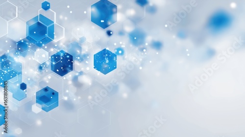 White Background LinkedIn Medical Banner with Futuristic Blue Hexagonal Grid and Spacious Typography Area