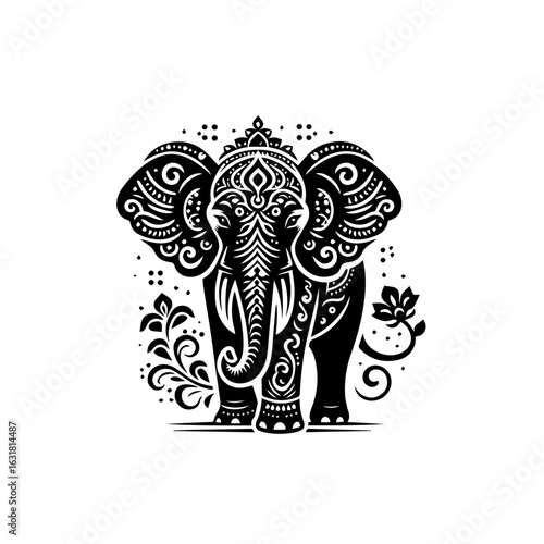 Vector art of decorative elephant illustration isolated on white background