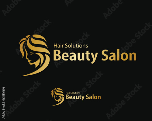 beauty spa logo creative design concept women salon hair nature leave