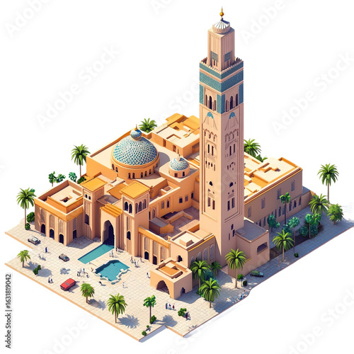 Isometric view of Casablanca isolated on a white background