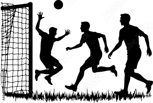 Silhouette of a Soccer Player Jumping to Hit the Ball