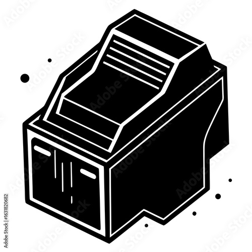 Ink Cartridge Vector | Generative AI & Linocut Silhouette Design